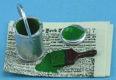 Dollhouse Miniature Paint Can On Paper